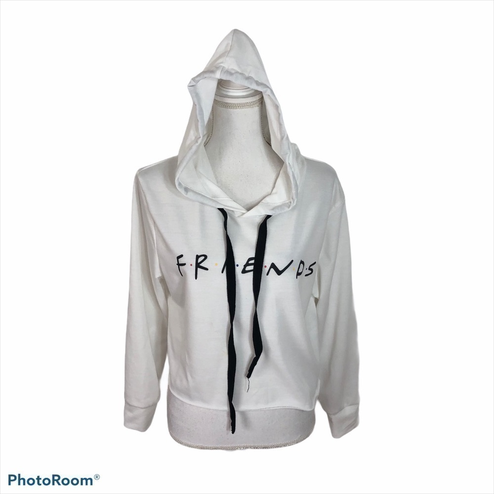 Friends Hooded Sweatshirt White Pullover Medium